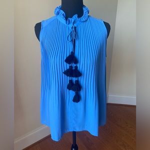 Ann Taylor Loft sleeveless pleated swing blouse with tassels Size XS